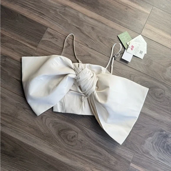 H&M Ivory Satin Bow Front Camisole - Picture 3 of 9